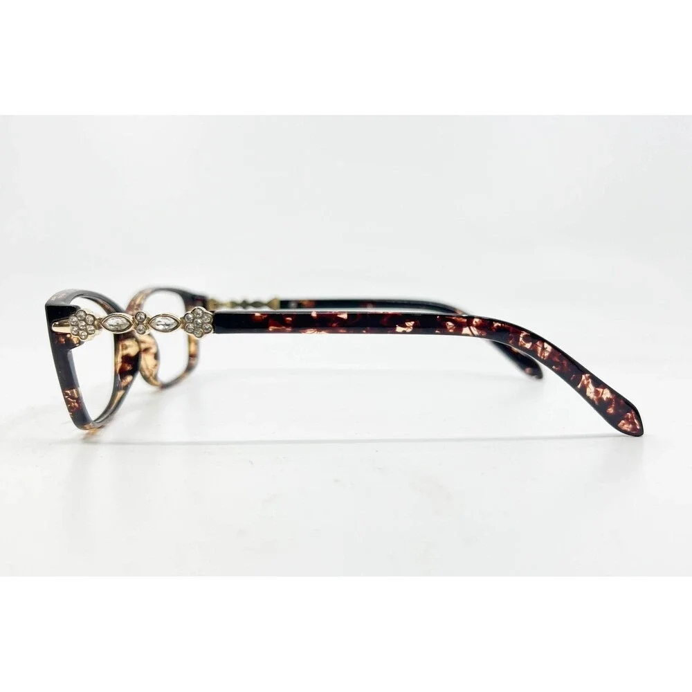 Zenni Eyeglass Frames Women Brown Tortoise Crystal Temple 30852 Medium - Picture 3 of 6